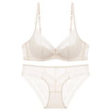 Summer Sexy Lace Embroidery Women Lingerie Set French Thin Cup Push Up Bra Comfort Breathable Underwear Ladies Bra Briefs Set