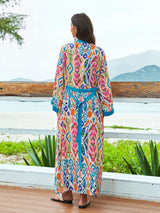 2026 Women Swimsuit Beach Cover Up Dress Sleeve Kaftan Beach Tunic Long Pareos Bikinis Cover Ups Summer Robe Plage Beachwear