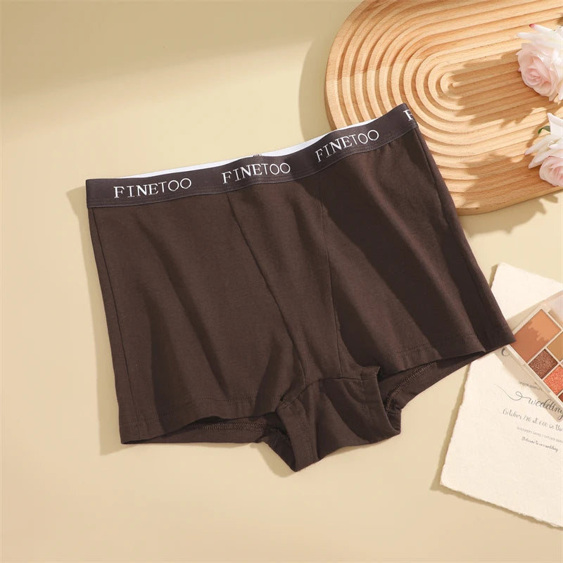 3Pcs Women's Panties Cotton Seamless Sports Boxers Underwear Female Solid Color Briefs Lingerie Intimate Underpant Finetoo S-XXL