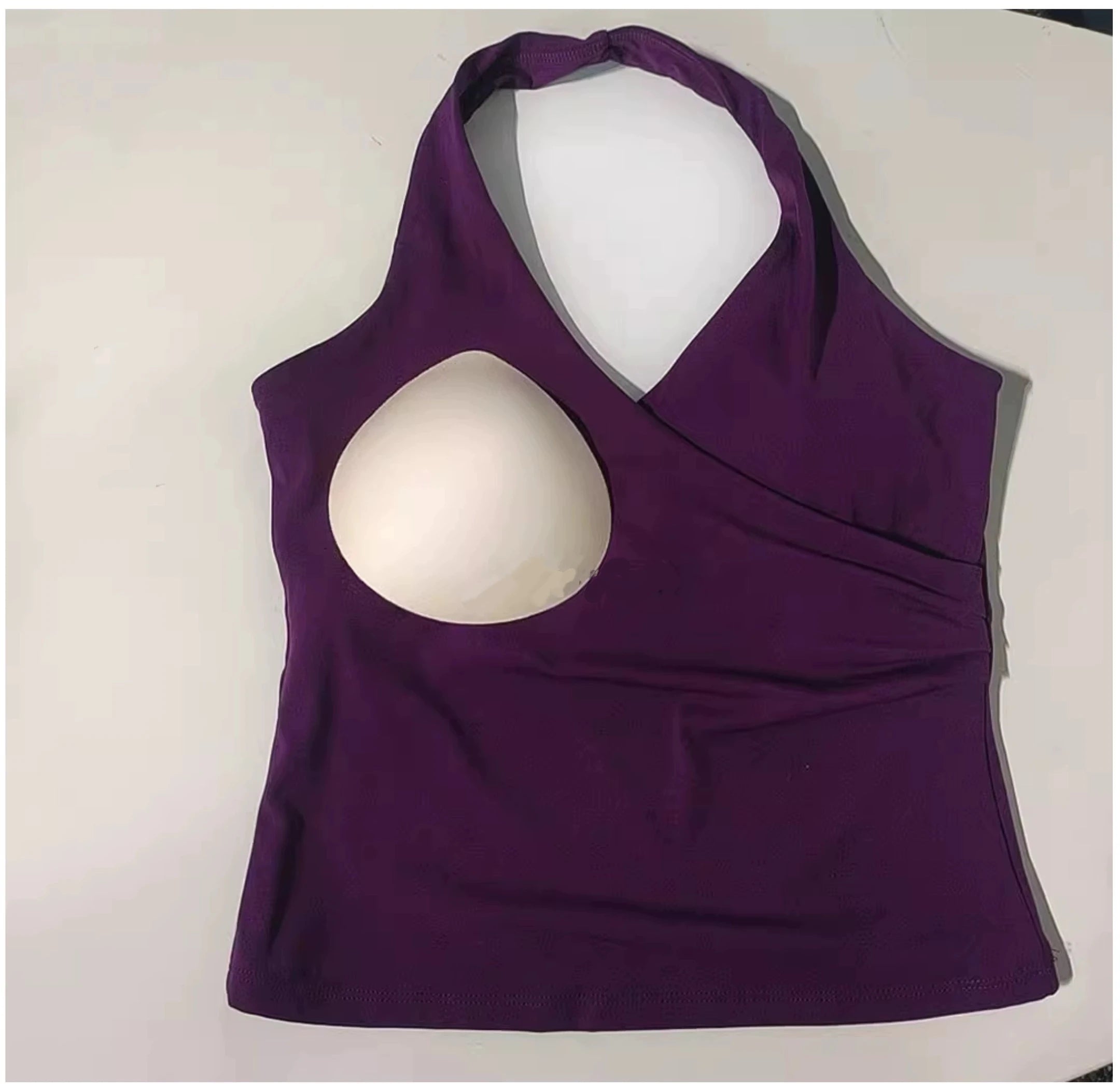 Women's Sexy V-Neck Fitness Bra Nude Sports Bra Hanging Neck Yoga Suit Vest Comfortable Breathable Gym Top for Active Wear