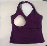 Women's Sexy V-Neck Fitness Bra Nude Sports Bra Hanging Neck Yoga Suit Vest Comfortable Breathable Gym Top for Active Wear