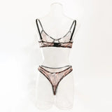 Toucheart 2-Piece Sexy Leopard Print Lingerie Set Bra Women Hollow Sexy Lingerie Thin Mesh Patchwork Print See-Through Sexy Set