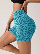Sport Leopard Scrunch Butt Tummy Control Sports Biker Shorts Stretchy Shorts Women Boxer Shorts Summer