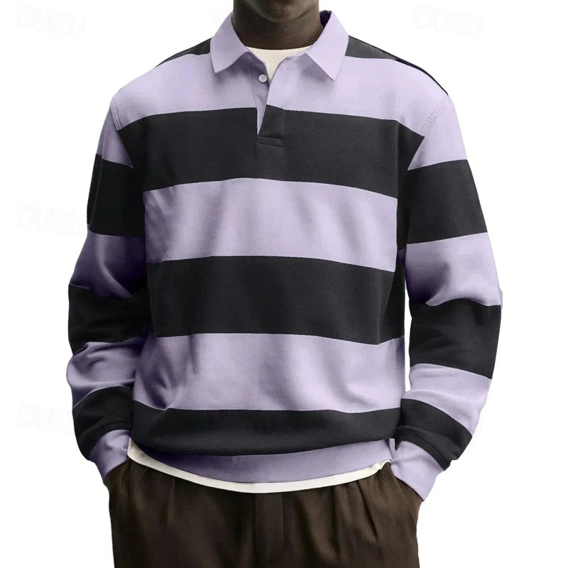 2026 New Striped Graphic Polo Shirts For Men Fashion Autumn Long Sleeve 3D Printed Golf Polo Casual Oversized Business Tops