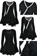Absobe Women's A-Line Bodycon Mini Dress Ruffle Hem V-Neck Asymmetrical Buttons Long Sleeve Short Dress Party Streetwear Outfits
