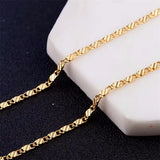 Fashion 18K Gold Necklace 2MM 16/18/20/22/24/26/28/30 Inch Side Chain Necklace For Women Men Jewelry 925 Silver Necklace
