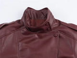 Women's Jacket 2026 Autunm  New Black Long Sleeve Pebble Faux Leather Jacket Motorcycle Style Personality Fashion