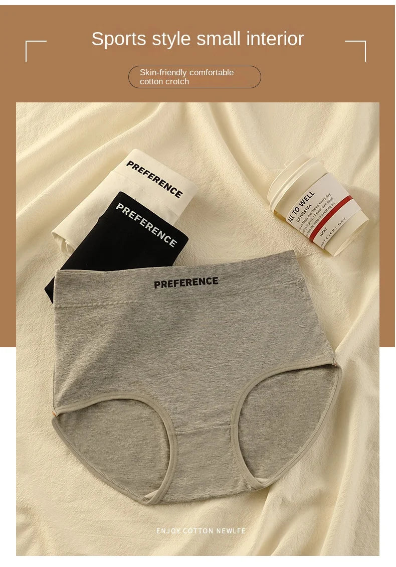 3PCS/set Color Panties Cotton Women Comfortable High-waist Underwear Soft Lingerie Breathable Female Panty Fitness Sports Briefs