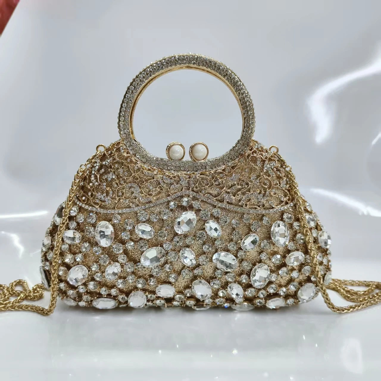 New Rhinestone Clutch Purse Women Elegant Wedding Party Bride Bag Prom Evening Handbag Sparkly Crystal Diamond Birthday Gift