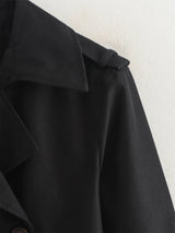 Ladies Vintage Cropped Trench Spring Autumn Jacket Women Streetwear Double Breasted Long Sleeve Top Female Chic Coat Outfits