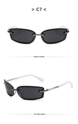Rimless Y2K Style Sunglasses Rectangle Fashion Popular Women Men Shades Square Sun Glasses for Female Male Glasses Metal Frame