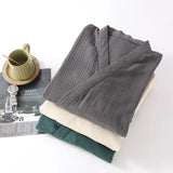 Kimono Robes for Men's and Women's Sleepwear Cotton Yarn Bathrobe Tied Cardigan Thin Home Clothes Couple's Robes