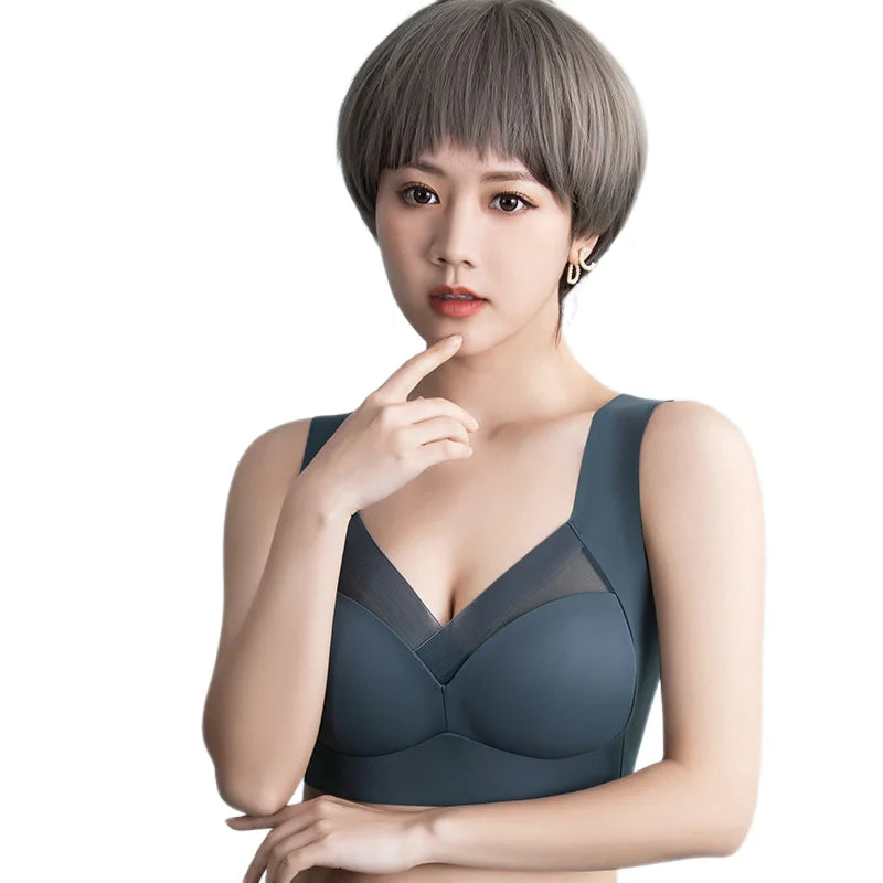 EUR/USA Size Women Breathable Sports Bra Inner Support Push Up Brassiere Vest Patchwork Mesh Gym Underwear Tops Padded Bras