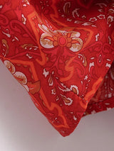 Boho Queens Red Floral Beach Kimono Short Robe Swimsuits Women Fashion Batwing Sleeves Rayon Bohemian Bikini Cover Ups Beachwear