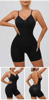 Flarixa Women's Low Back Seamless Bodysuit Tummy Control Hip Lifter Full Body Shaper Backless Shapewear Jumpsuit Slim Corset