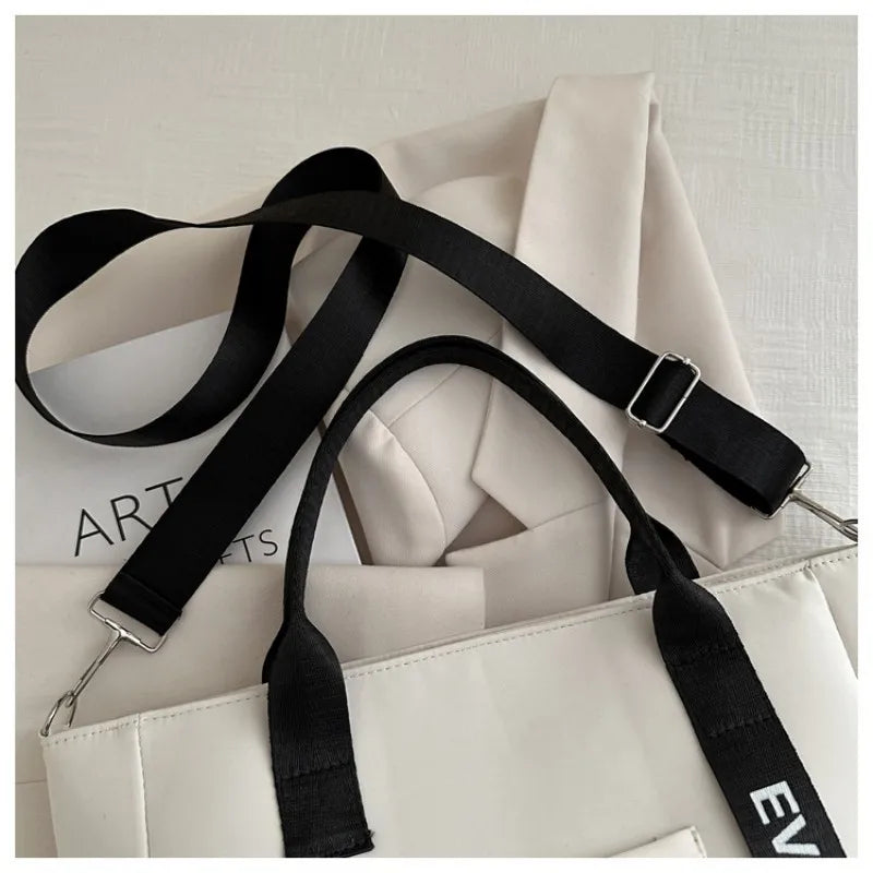 Trending Women Waterproof Nylon Tote Bag Large Capacity Lightweight Crossbody Bag for Student Work Travel Gym