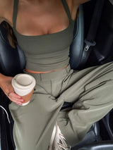 Low-Neck Vest Women Cross Shoulder Strap Solid Skinny Stretch Sexy Midnight Hottie Beach Party Sporty Basis Tops