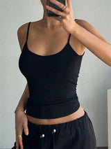 Women Backless Cami Crop Top Summer Solid Color Casual Sleeveless Top Streetwear Y2K Clothes