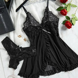A Set Of Woman Underwear Nightgown Thong Sets Plus Size Suspender Lace Lingerie Sexy Accessories Erotic Bra Nightdress lencería