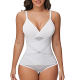 Women Cross Tummy Control Shapewear Sexy Mesh Slimming Waist Briefs Bodysuit Thin Breast Cup Body Shaper Butt Lifter Smooth Body