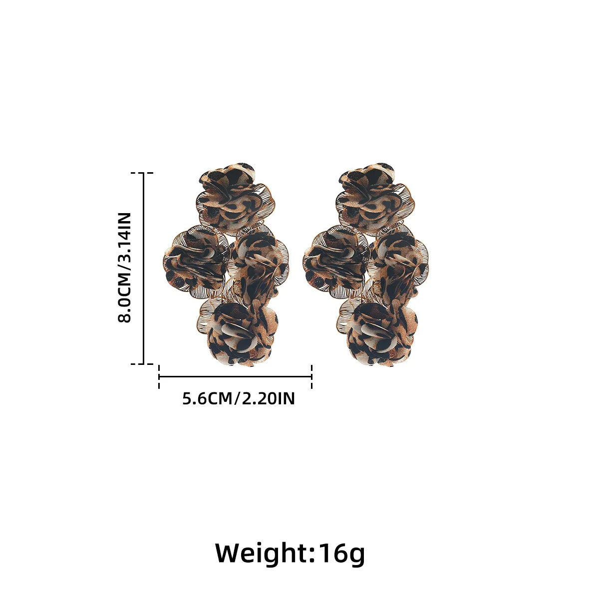 Chiffon flower multi-layer earrings, summer beach vacation style exaggerated earrings design, light luxury, niche