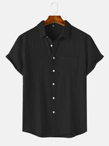 Men's  Comfortable Shirt Summer Beach Men's Shirt   Men's Short Sleeve Shirts  Solid Color Casual Short Sleeve Shirt