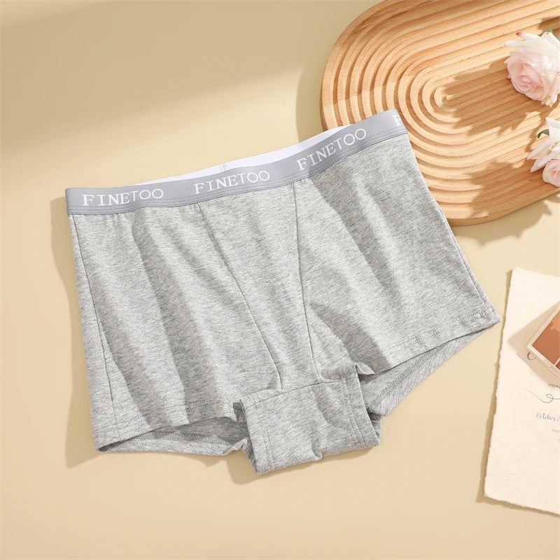 3Pcs Women's Panties Cotton Seamless Sports Boxers Underwear Female Solid Color Briefs Lingerie Intimate Underpant Finetoo S-XXL