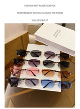 Rimless Oval Sunglasses Women UV400 Oversized Gradient Black Lenses Metal Frame Punk Decorative Glasses Men Goggles Female