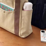 Large Capacity Canvas Tote Bags for Work Commuting Carrying Bag College Style Student Outfit Book Shoulder Bag Shopping Bag