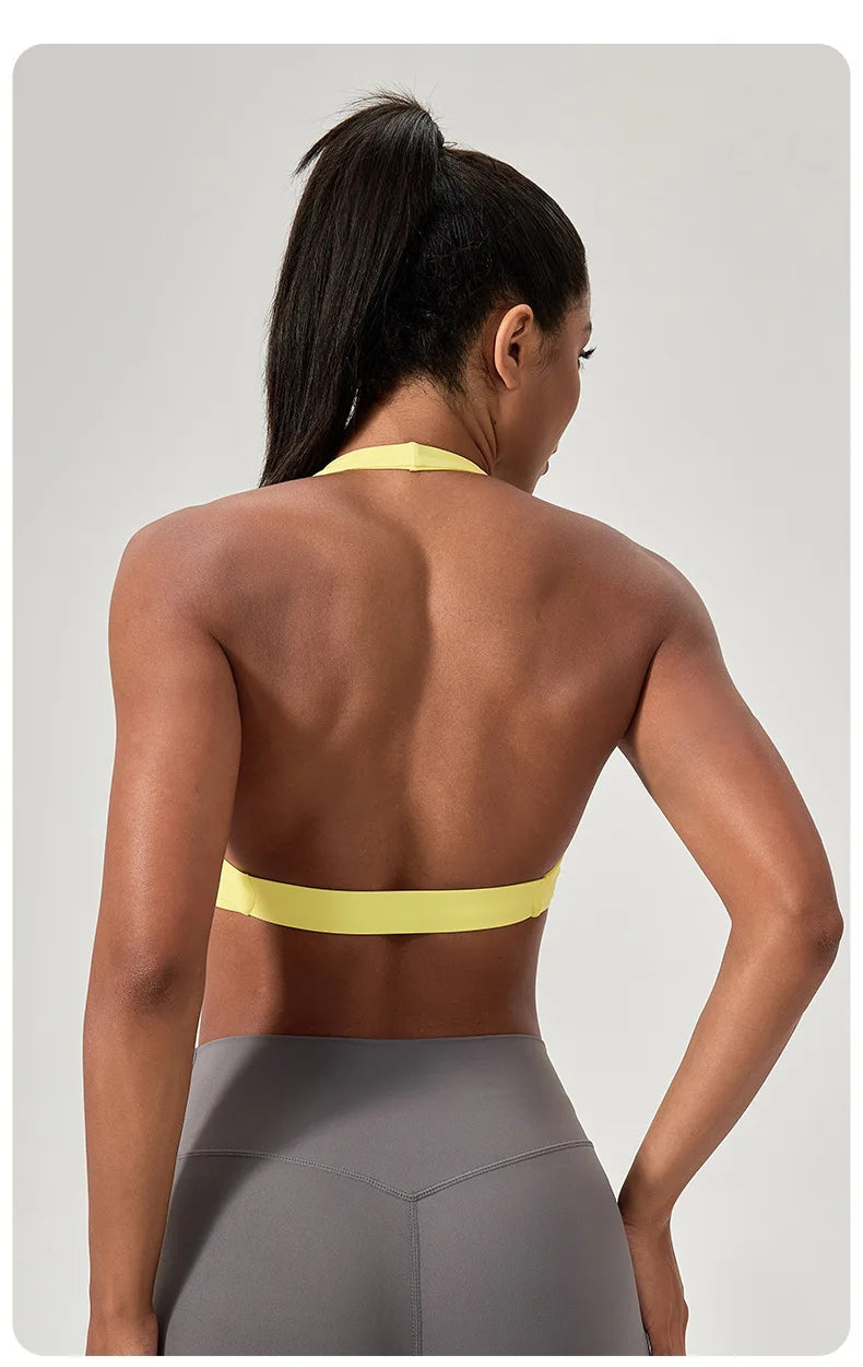 YOGA Naked Feeling Strappy Padded Sports Bras for Women - Fitness Workout Top Criss Cross Back Yoga sports Bras No steel ring