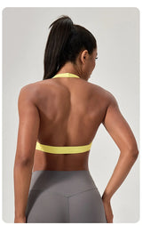 YOGA Naked Feeling Strappy Padded Sports Bras for Women - Fitness Workout Top Criss Cross Back Yoga sports Bras No steel ring
