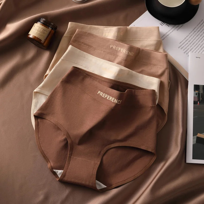 3PCS Woman High Waist Briefs Breathable Underwear Women Large Size Lingerie Pure Cotton Sexy Underware Triangular Panties Female