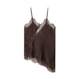 Elegant Asymmetrical Lace Lace Patchwork Top Sleeveless Backless Camisole Tops V Neck Sexy Lace Women tank top Summer Wear