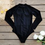 2026 Surfing Sport Swimsuit Long Sleeves Women One Piece Swimsuit  Swimwear Solid Monokini Bathing Suit Tropical Bodysuit Female