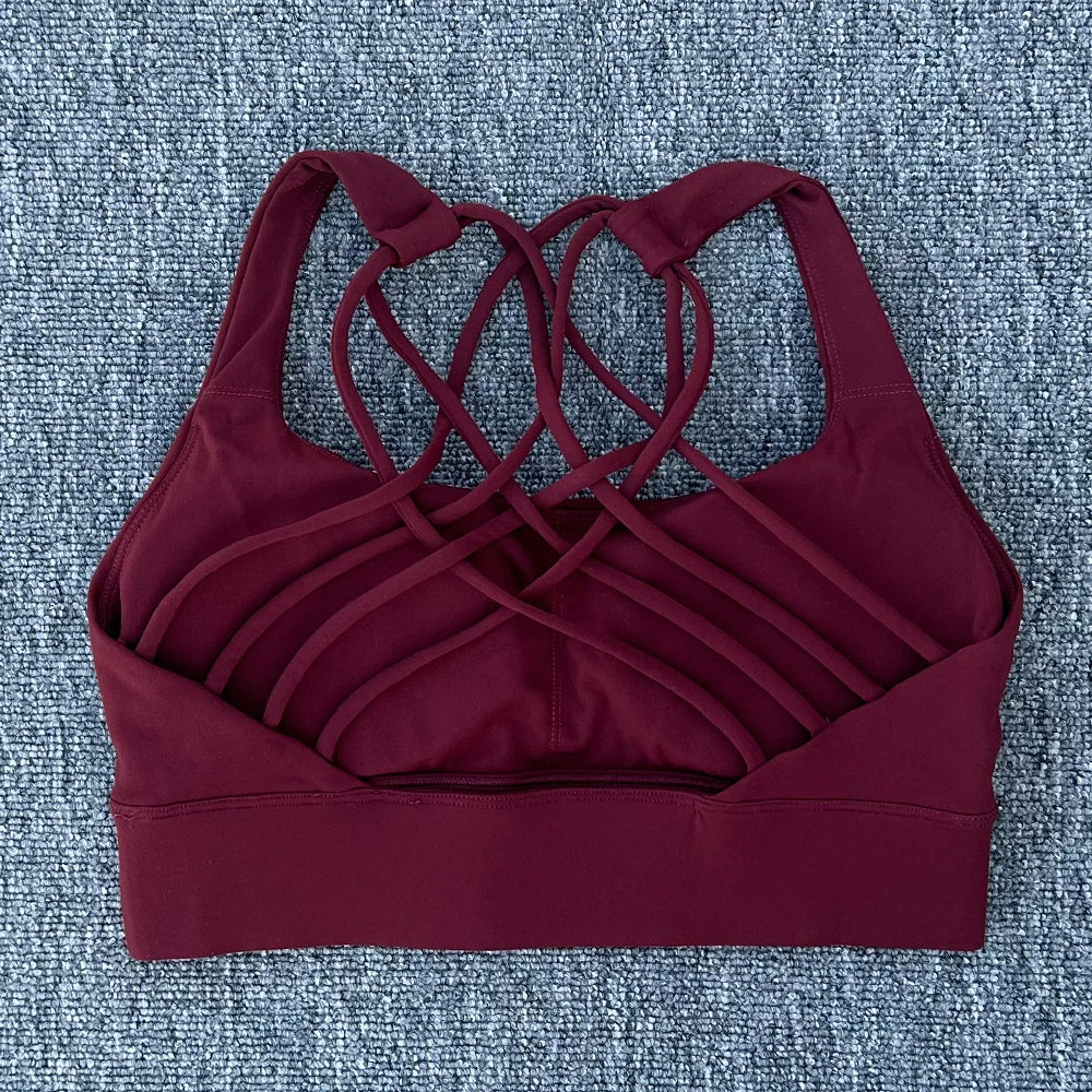 New Fitness Sports Bra for Women Push Up Cross Back Shockproof Running Gym Training Workout Yoga Underwear Crop Tops
