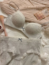 Teenage Sexy Lace Floral Bra Set Comfortable Non-steel Ring Beauty Back Small Breasts Gathered up Support Anti-Sagging Bra Set