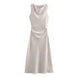 Satin Long Dresses for Women 2026 Summer Slip Midi Dress Woman Sexy Evening Party Dress Sleeveless Female Elegant Dresses