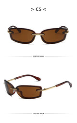 Rimless Y2K Style Sunglasses Rectangle Fashion Popular Women Men Shades Square Sun Glasses for Female Male Glasses Metal Frame