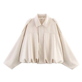 TFMLN Women Suede Bomber Jacket Spring New Fashion Long Sleeve Zipper Oversize Solid Bomber Coat Chic Lady 2025 Streetwear