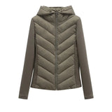 ETJ 2025 new  women's elegant fashion patchwork long sleeve standing collar hooded cotton jacket sport coat 8073227