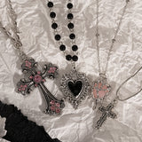 Y2K Sweet Cool Girl Personalized Creative Cross Love Pendant Necklace, Suitable for Daily Wearing