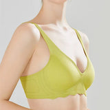 Seamless Women's Bra Small Chest Big Hollow Design Underwear Support Non-removable Semi-fixed Cup One Piece Striped Thin Bra