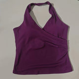 Women's Sexy V-Neck Fitness Bra Nude Sports Bra Hanging Neck Yoga Suit Vest Comfortable Breathable Gym Top for Active Wear