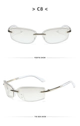 Rimless Y2K Style Sunglasses Rectangle Fashion Popular Women Men Shades Square Sun Glasses for Female Male Glasses Metal Frame