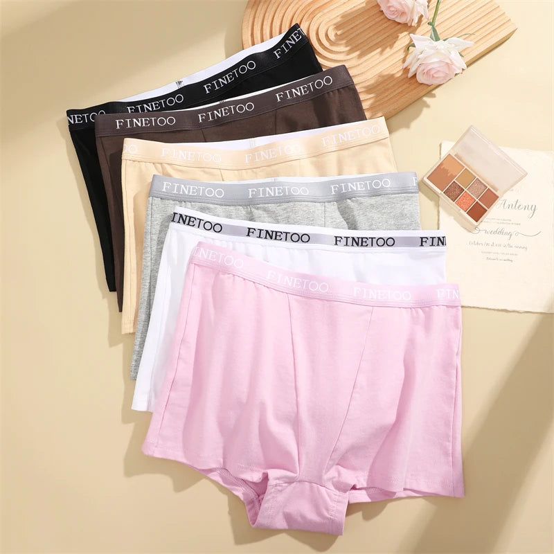 3Pcs Women's Panties Cotton Seamless Sports Boxers Underwear Female Solid Color Briefs Lingerie Intimate Underpant Finetoo S-XXL