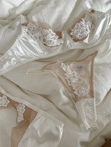 Embroidered flowers lingerie three-piece underwear thin bras breathable top push up women large size bra set