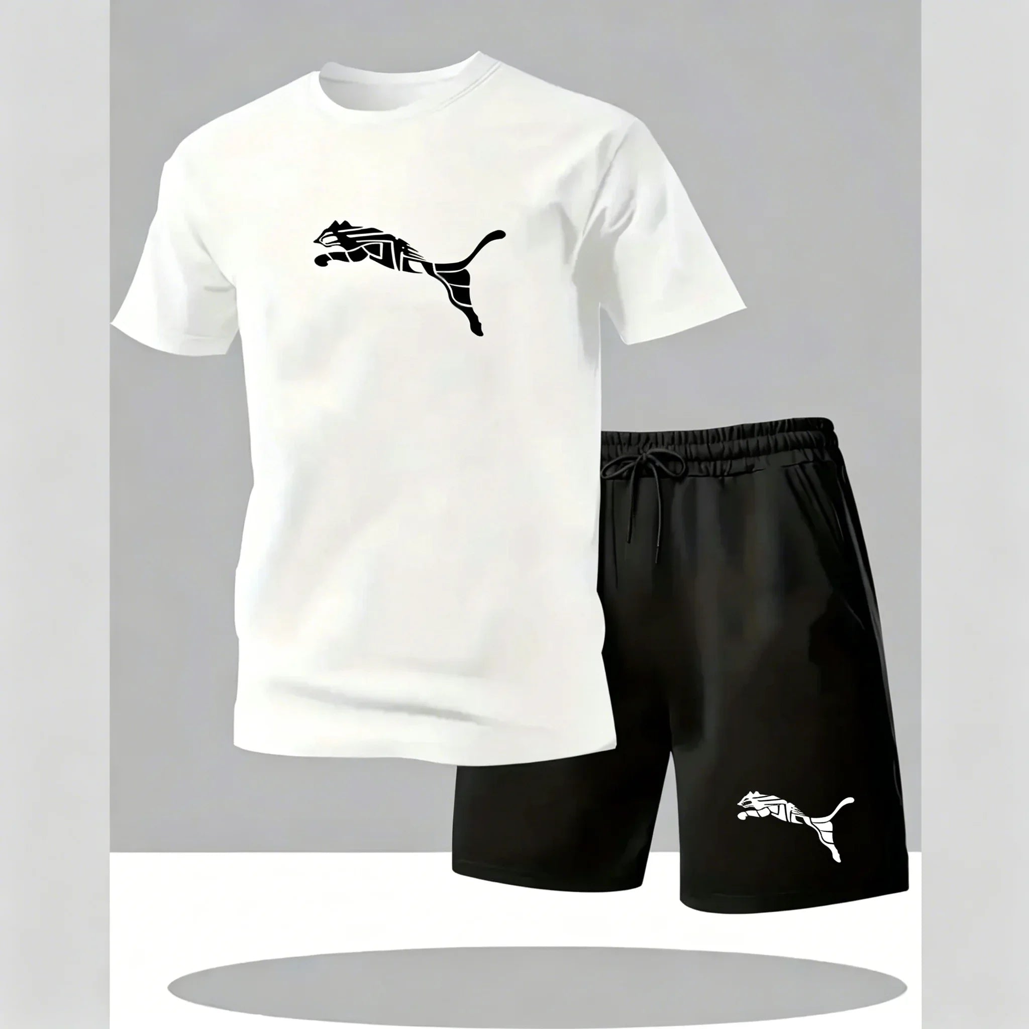 Men's new fashionable casual T-shirt shorts two-piece set 2026 men's summer outdoor sports breathable set