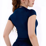 NCLAGEN Sport Shirt Women Fitness Impact Short Sleeve Top Gym Workout Yoga Blouse Quick Dry Breathable Running Tee Versatile Top