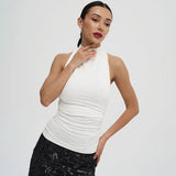 Sexy Backless Pure Color Summer New Women's Tank Top T-shirt Sleeveless Polyester Fiber Cross-Border Clothing