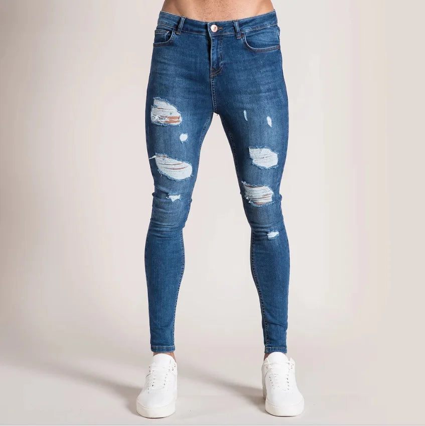 2024 Men Jeans Solid Pockets Stretch Denim Straight Pants Spring Summer Business Casual Trousers Daily Streetwear Men's Clothing